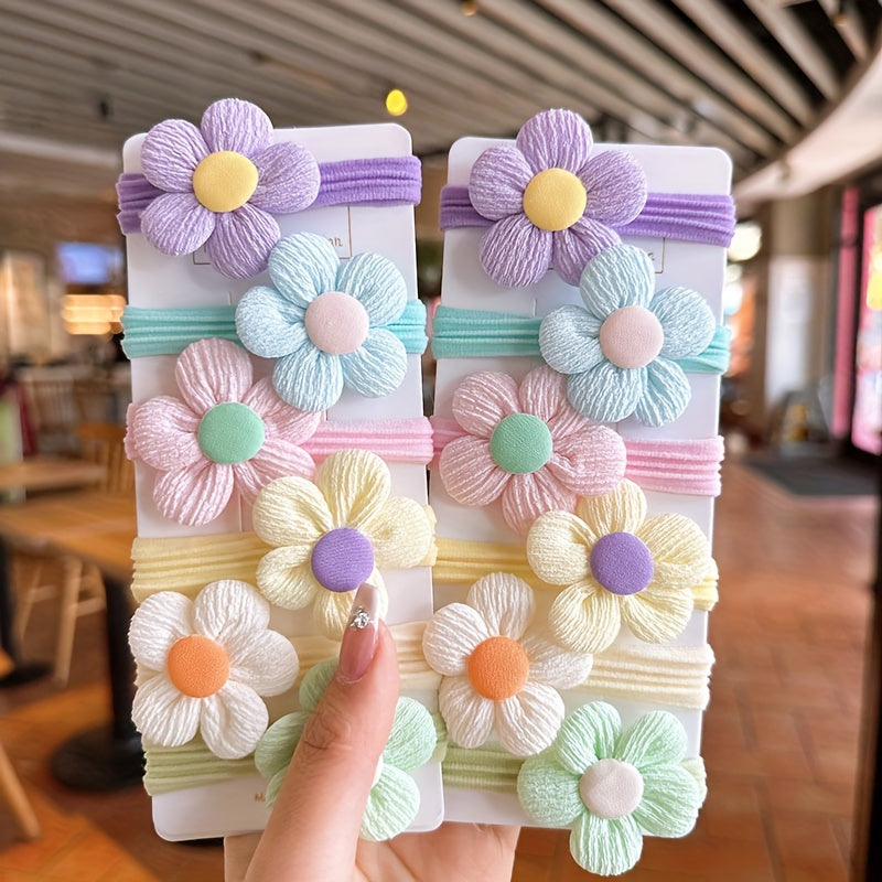 6–20pcs Flower Bow Hair Ties – Cute Elastic Bands for Girls & Women