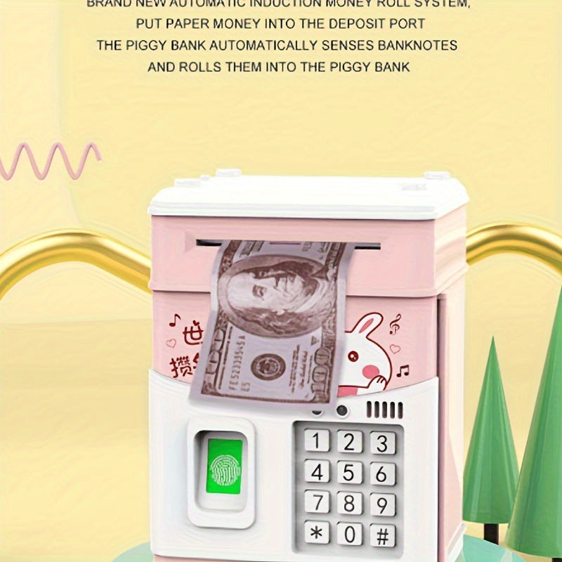 Fingerprint Piggy Bank – Music ATM Toy with Auto Money Roll & Password Lock
