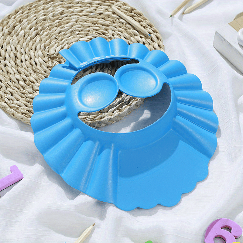 1pc Adjustable Blue Shampoo Cap for Kids – Thick, Ear-Protecting Shower Hat