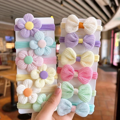 6–20pcs Flower Bow Hair Ties – Cute Elastic Bands for Girls & Women