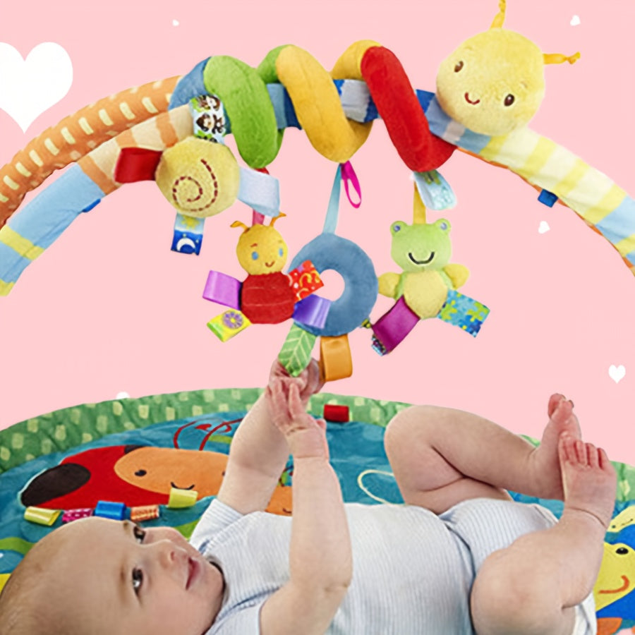 Spiral Plush Hanging Toy – Colorful Baby Crib & Stroller Pendant with Bell (Color Random), Holiday Gift