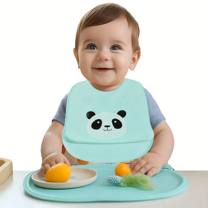 🐼 Cute Panda Silicone Bib – Waterproof, Adjustable, Dishwasher Safe (6M–6Y)
