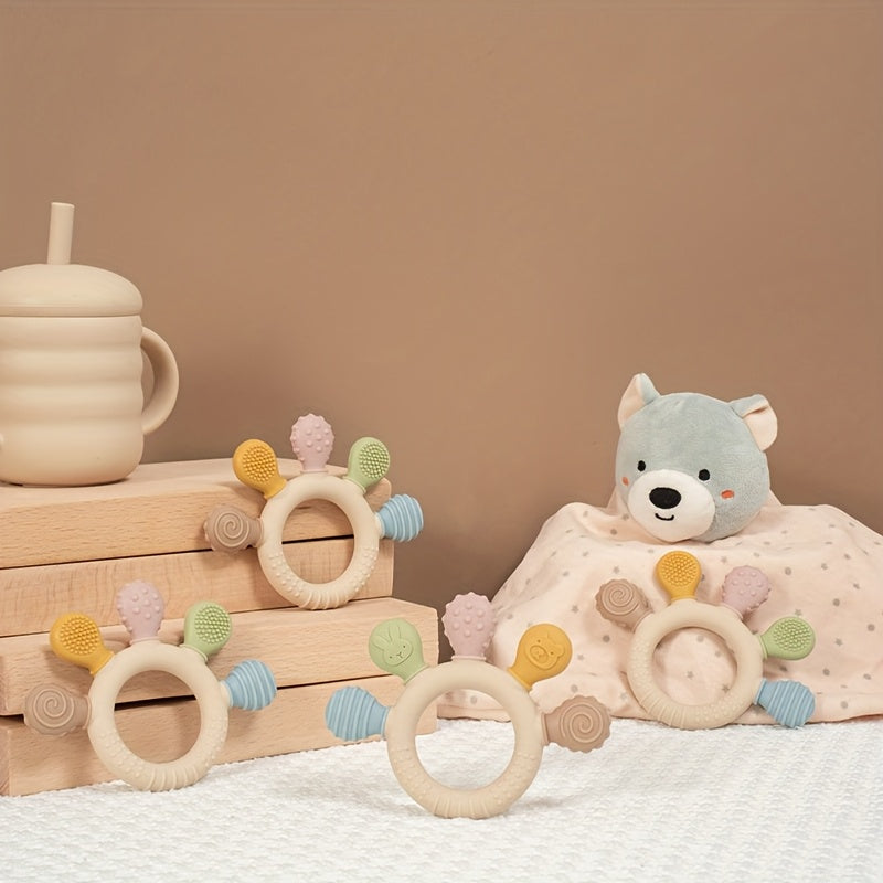 Baby Silicone Teether Rings – Soft, Safe & Cute for Boys & Girls Or even snappier