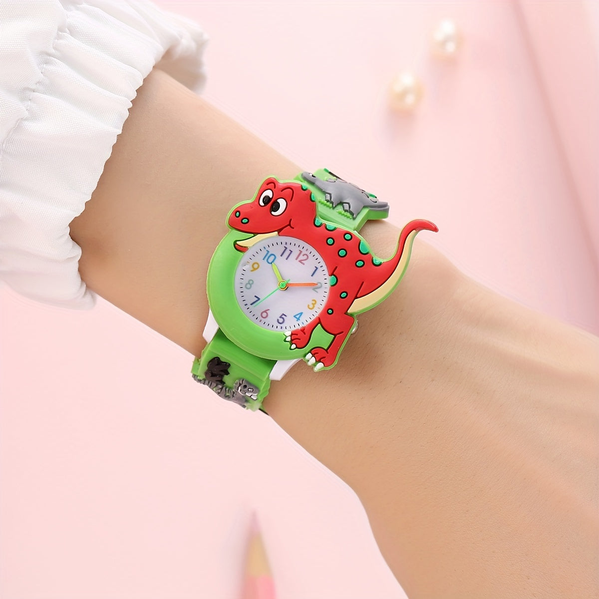 Cute Cartoon Dinosaur Tyrannosaurus Rex Silicone Strap Children's Watch, Ideal choice for Gifts