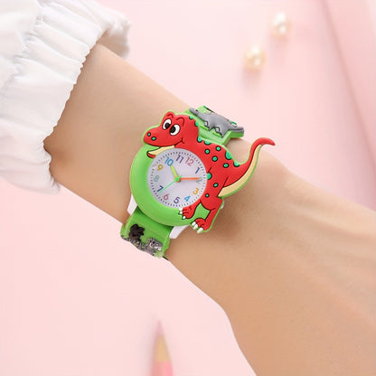 Cute Cartoon Dinosaur Tyrannosaurus Rex Silicone Strap Children's Watch, Ideal choice for Gifts