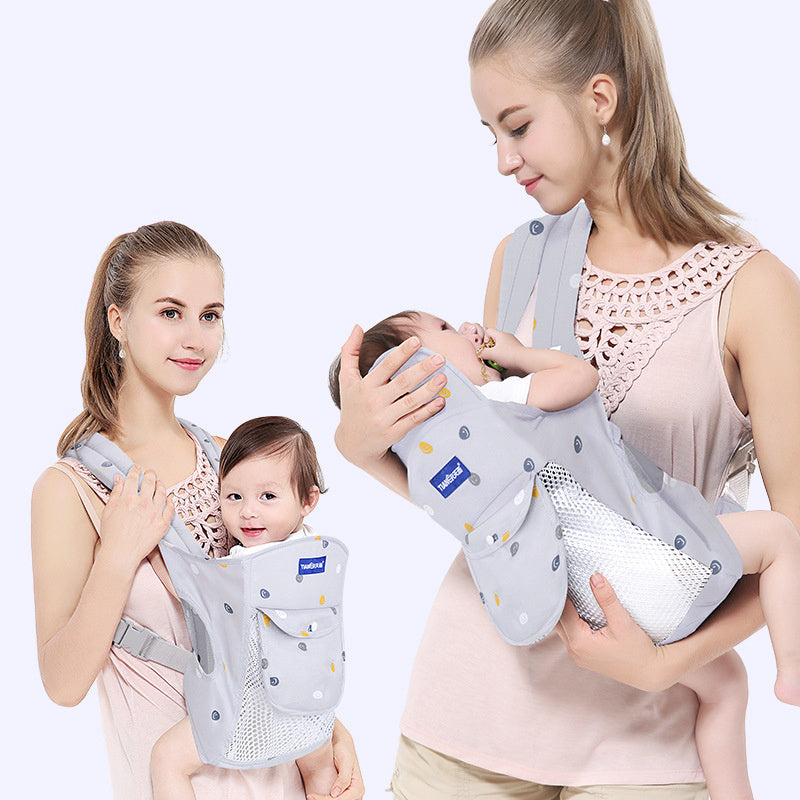 LattBy Baby Carrier – Front & Back Sling with Secure Buckle, Gray/Pink/Blue