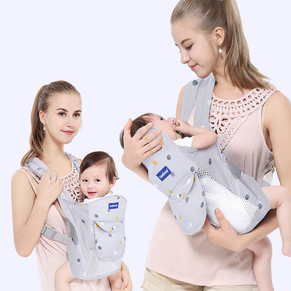 LattBy Baby Carrier – Front & Back Sling with Secure Buckle, Gray/Pink/Blue