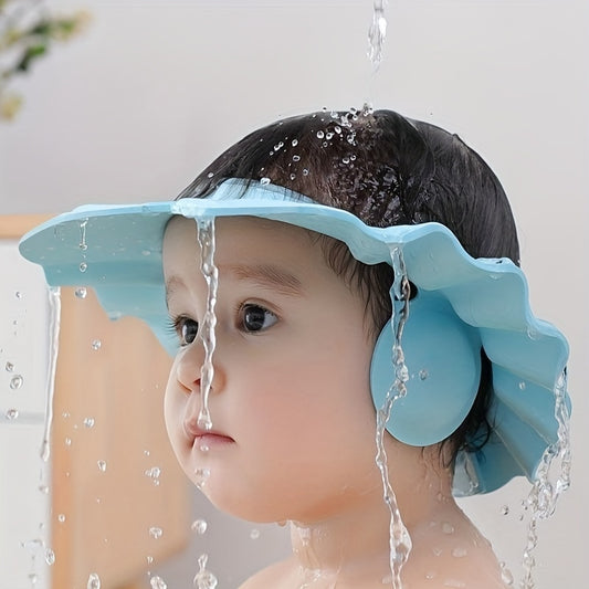 1pc Adjustable Blue Shampoo Cap for Kids – Thick, Ear-Protecting Shower Hat