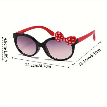 Cartoon Bowknot Kids Glasses – Pink & Beige, Polka Dot Design, Stylish & Playful Accessory