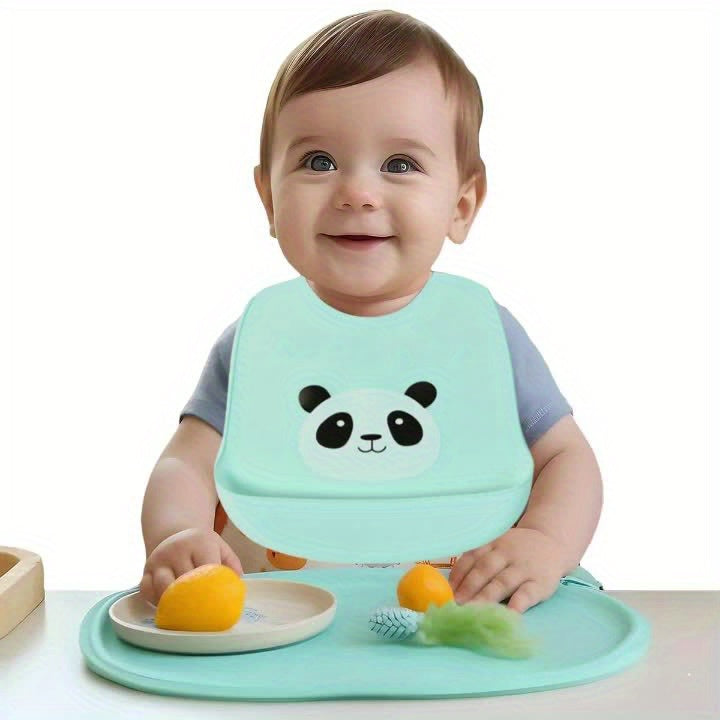 🐼 Cute Panda Silicone Bib – Waterproof, Adjustable, Dishwasher Safe (6M–6Y)