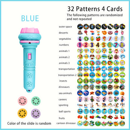 Projection Flashlight Toy – 32 Patterns with Animals, Dinosaurs & More