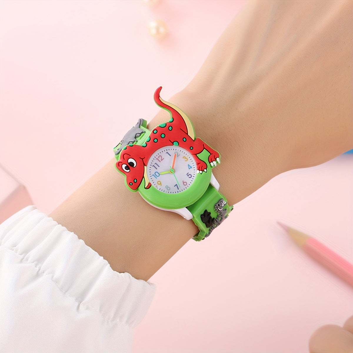 Cute Cartoon Dinosaur Tyrannosaurus Rex Silicone Strap Children's Watch, Ideal choice for Gifts