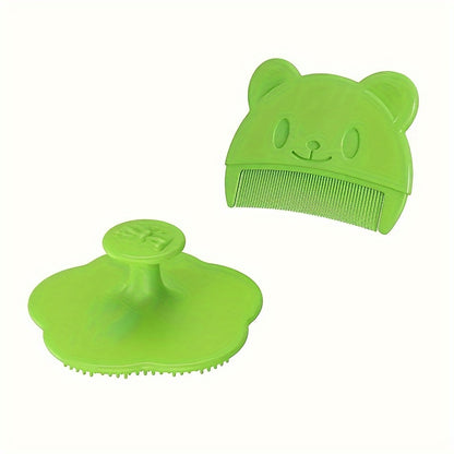 2pcs Baby Grooming Kit – Soft Silicone Brush & Gentle Comb (0–3Y)