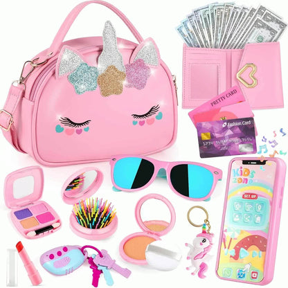 GIFTINBOX Unicorn Purse Toy Set – 28pcs Pretend Play for Girls (Ages 3–8)