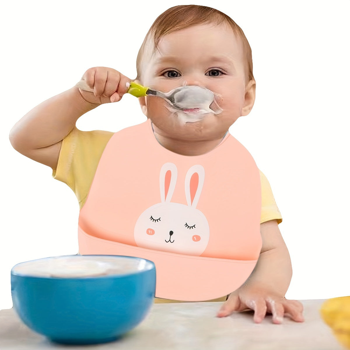 🐼 Cute Panda Silicone Bib – Waterproof, Adjustable, Dishwasher Safe (6M–6Y)
