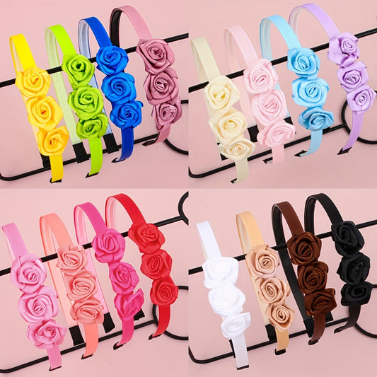 4pcs Fabric Flower Headbands – Cute, Versatile Hair Accessories