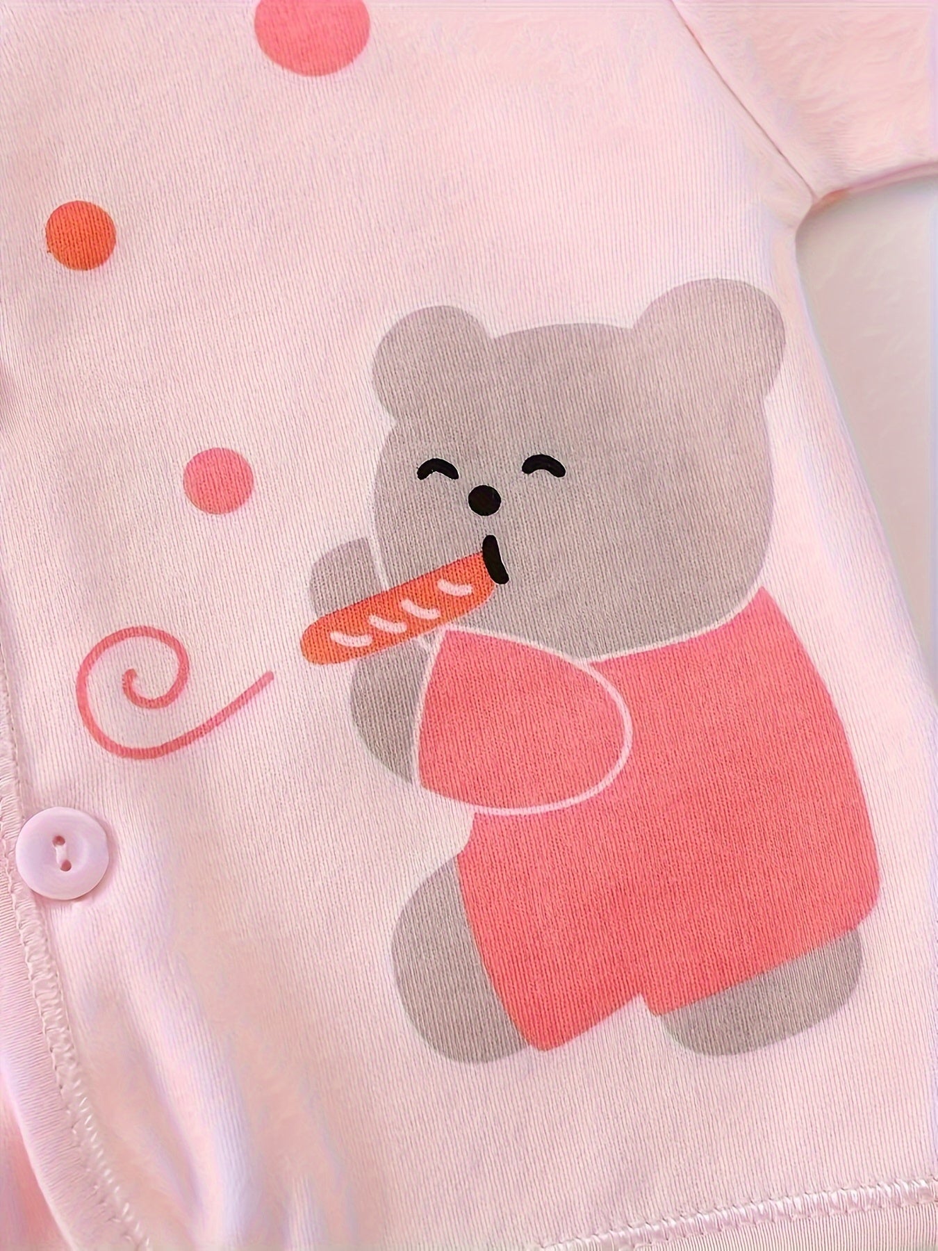 7-Piece Baby Girl Cotton Set – Cute Bear & Bunny Prints, All-Season Comfort
