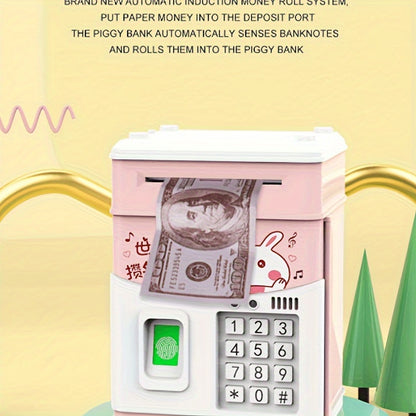 Fingerprint Piggy Bank – Music ATM Toy with Auto Money Roll & Password Lock