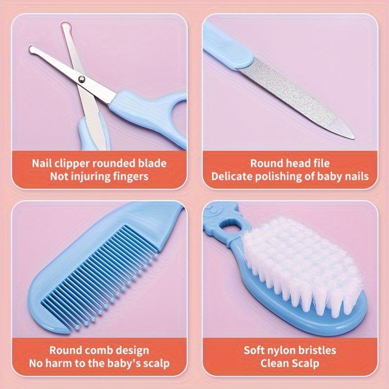 UNICHERRY 13pcs Kids Grooming & Healthcare Kit – Pink/Blue, Portable & Gift-Ready