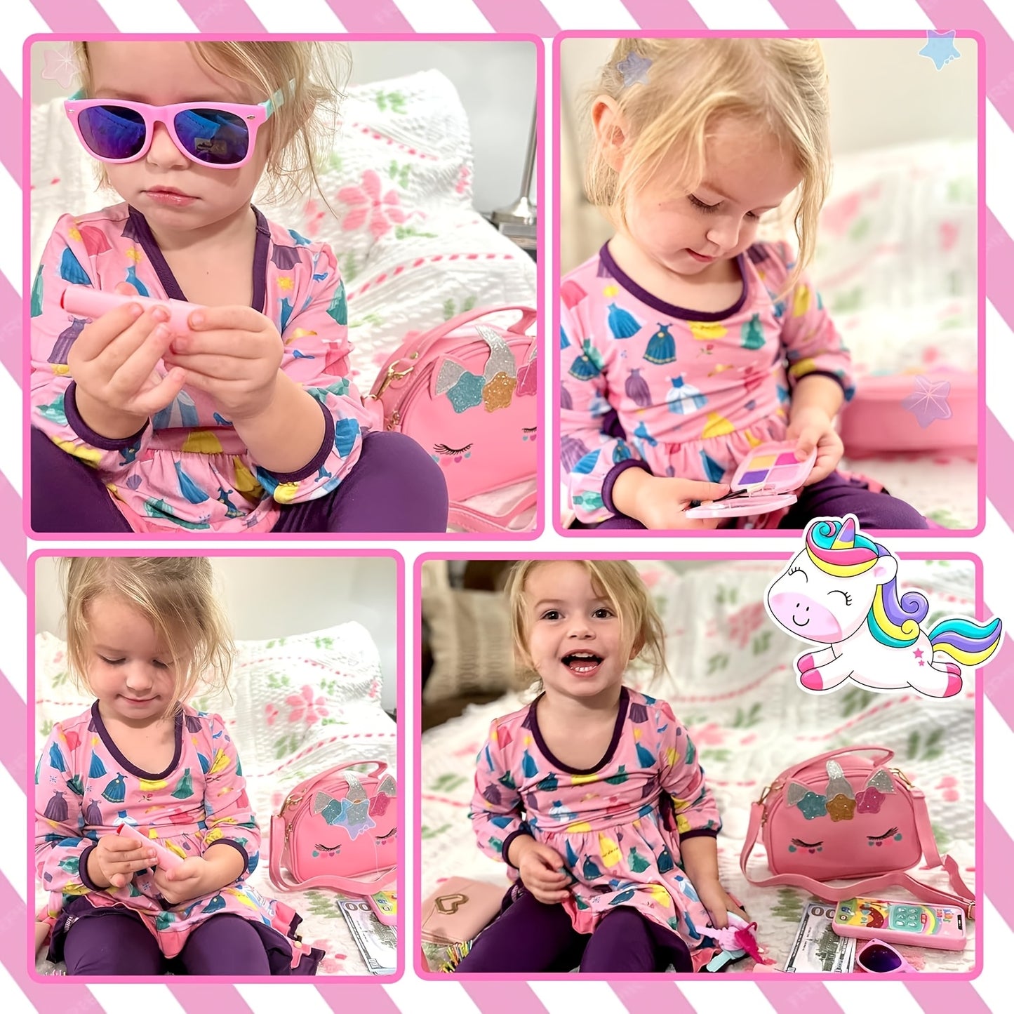 GIFTINBOX Unicorn Purse Toy Set – 28pcs Pretend Play for Girls (Ages 3–8)