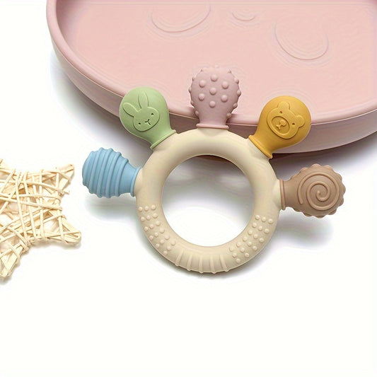 Baby Silicone Teether Rings – Soft, Safe & Cute for Boys & Girls Or even snappier