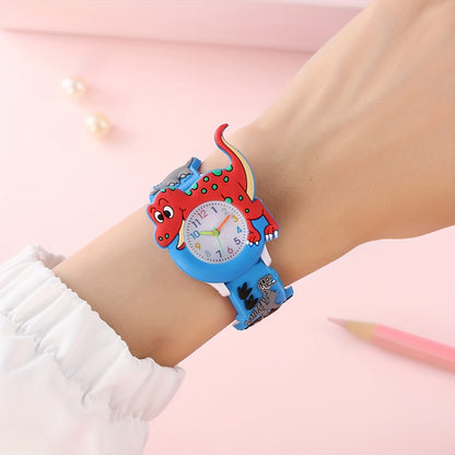 Cute Cartoon Dinosaur Tyrannosaurus Rex Silicone Strap Children's Watch, Ideal choice for Gifts