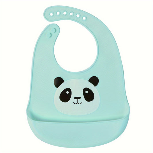 🐼 Cute Panda Silicone Bib – Waterproof, Adjustable, Dishwasher Safe (6M–6Y)