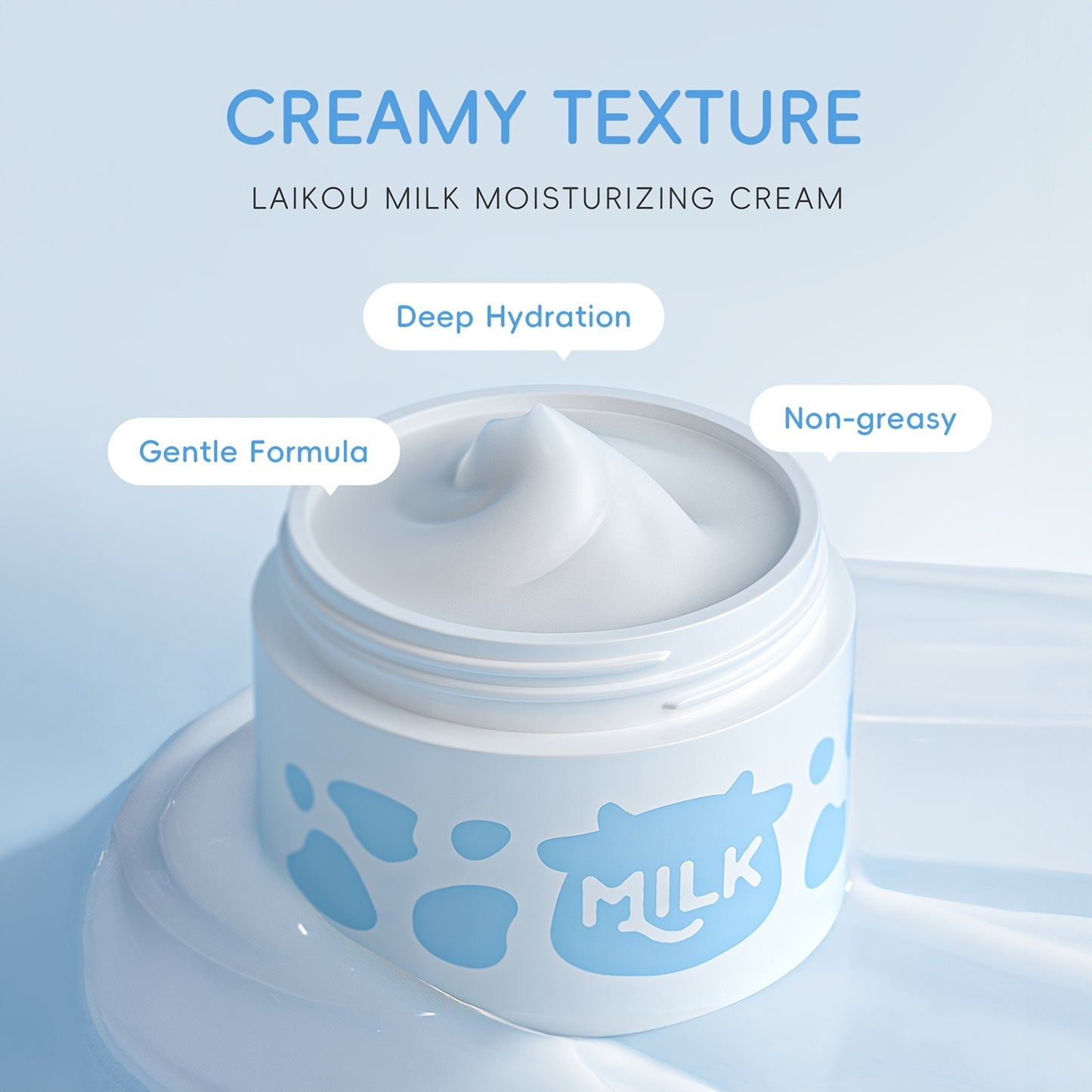 LAIKOU 5pcs Milk Skincare – Cleanser, Serum, Cream & Tools