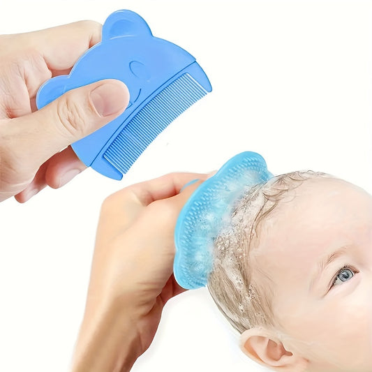 2pcs Baby Grooming Kit – Soft Silicone Brush & Gentle Comb (0–3Y)