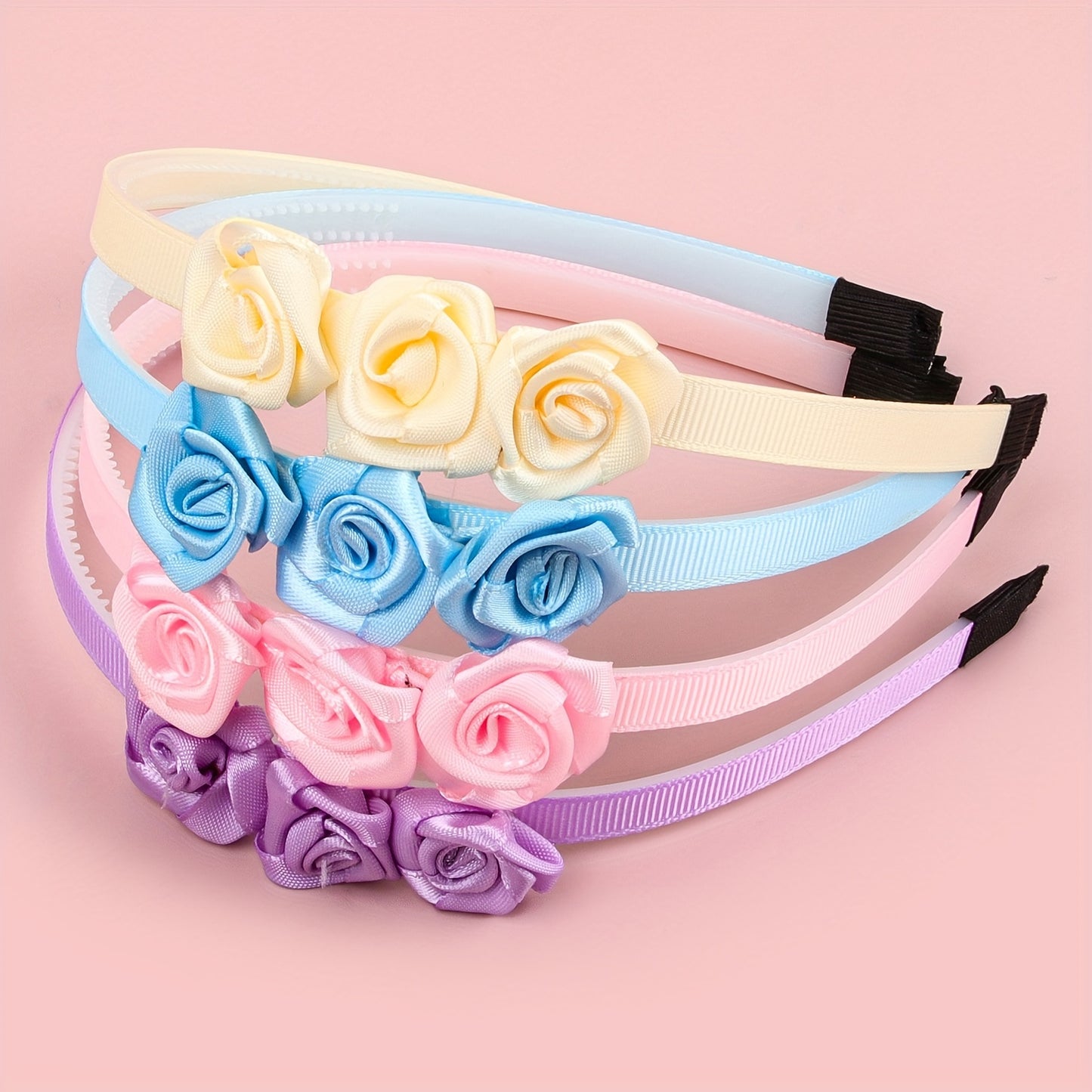 4pcs Fabric Flower Headbands – Cute, Versatile Hair Accessories