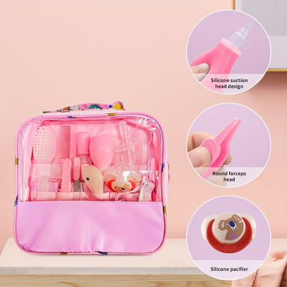 UNICHERRY 13pcs Kids Grooming & Healthcare Kit – Pink/Blue, Portable & Gift-Ready