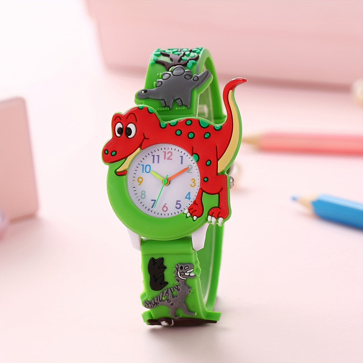Cute Cartoon Dinosaur Tyrannosaurus Rex Silicone Strap Children's Watch, Ideal choice for Gifts