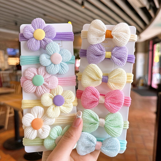 6–20pcs Flower Bow Hair Ties – Cute Elastic Bands for Girls & Women