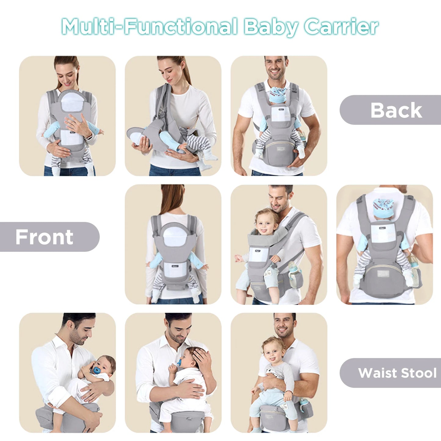 Ergonomic Baby Carrier with Waist Stool – Multi-Use for Newborn to Toddler