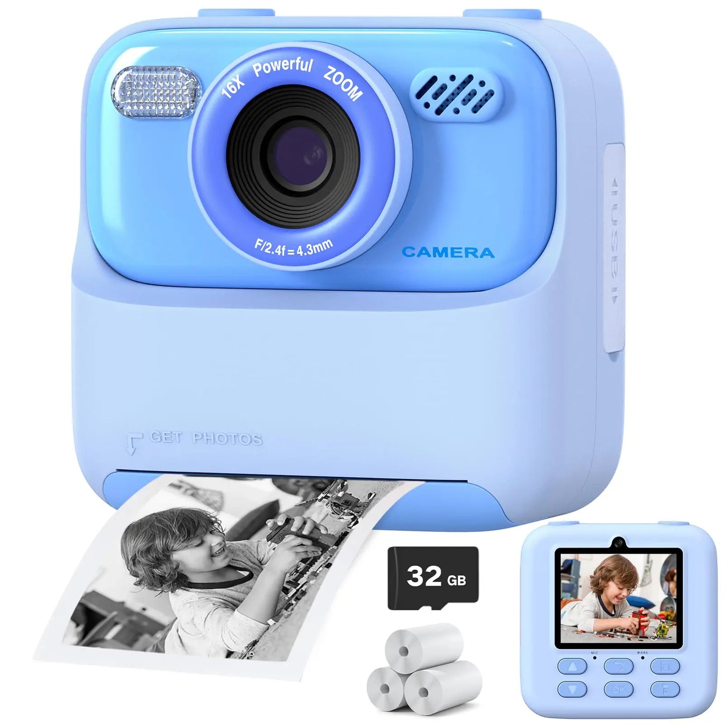 📸 Kids Instant Camera – 1080P HD Dual Lens with 32GB, Print & Selfie