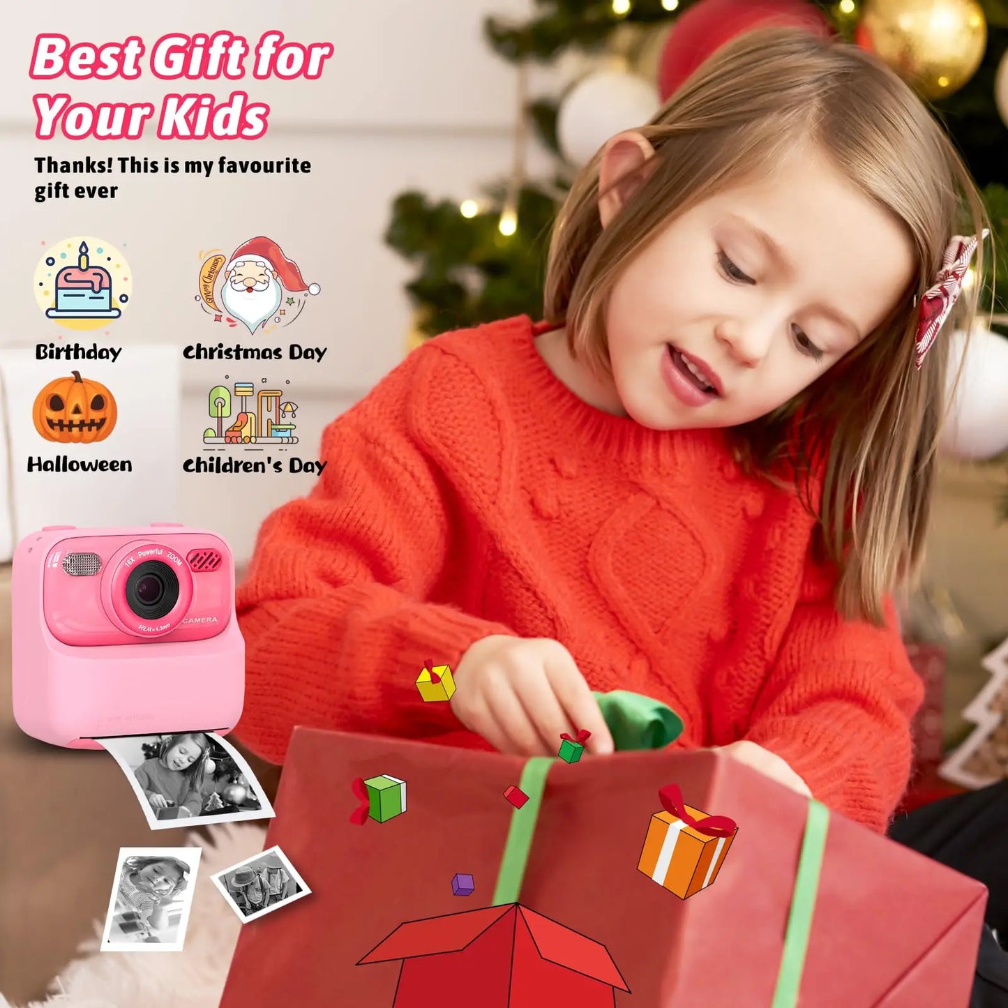 📸 Kids Instant Camera – 1080P HD Dual Lens with 32GB, Print & Selfie