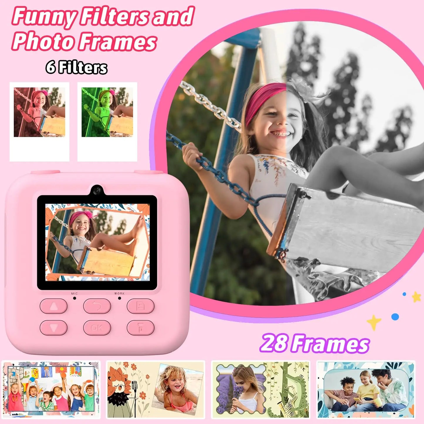 📸 Kids Instant Camera – 1080P HD Dual Lens with 32GB, Print & Selfie