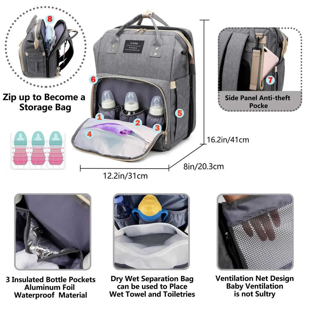 Portable Maternity Backpack – Travel Crib & Diaper Bag in One