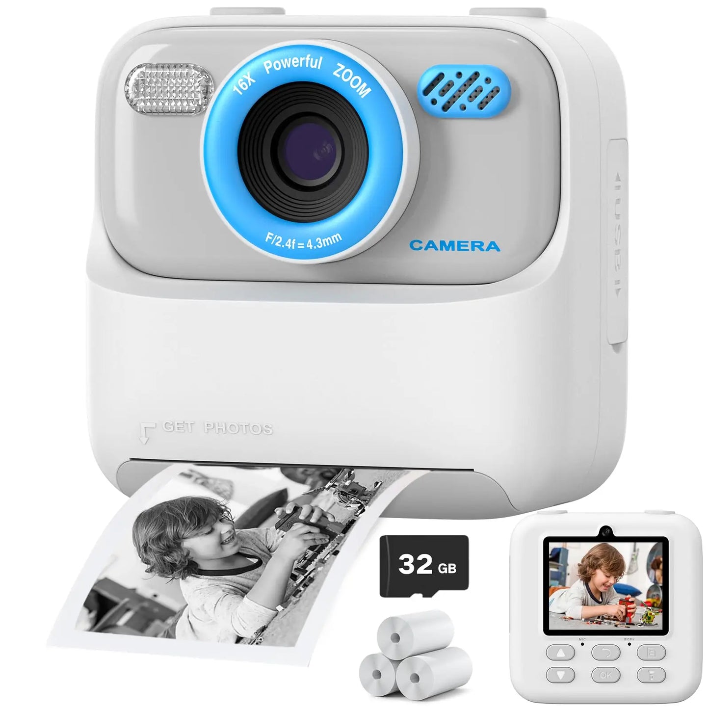 📸 Kids Instant Camera – 1080P HD Dual Lens with 32GB, Print & Selfie