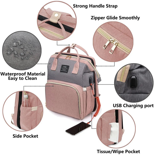 Portable Maternity Backpack – Travel Crib & Diaper Bag in One