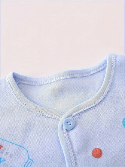 7-Piece Baby Girl Cotton Set – Cute Bear & Bunny Prints, All-Season Comfort