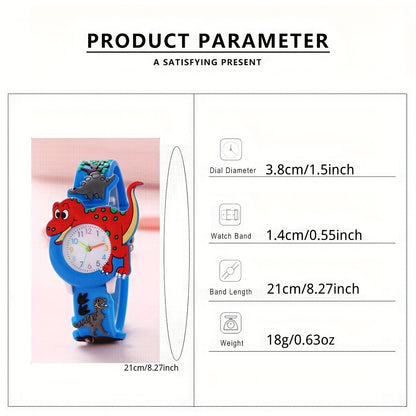 Cute Cartoon Dinosaur Tyrannosaurus Rex Silicone Strap Children's Watch, Ideal choice for Gifts