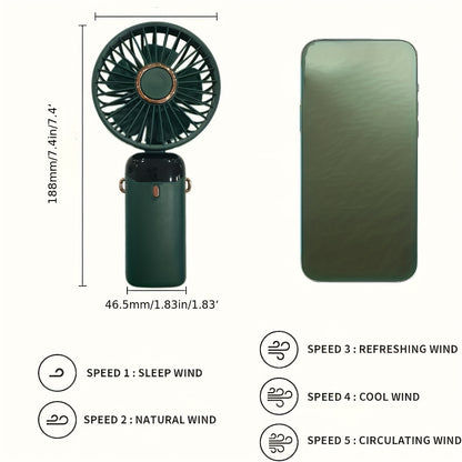 USB Mini Fan – 5 Speeds, LED Display, Compact & Travel-Ready