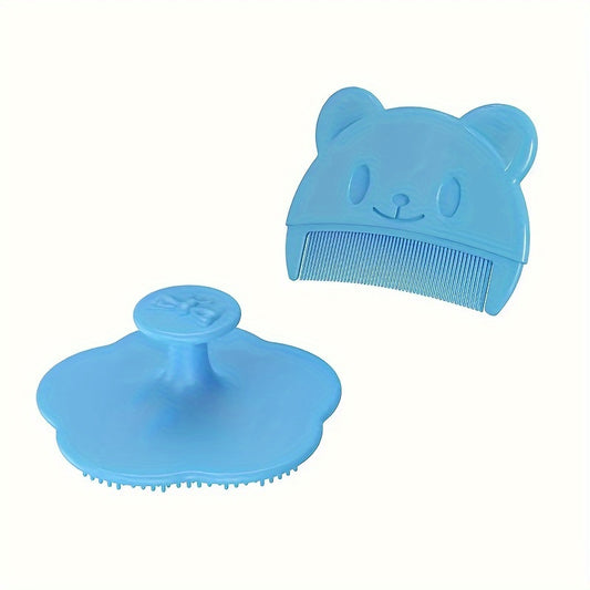 2pcs Baby Grooming Kit – Soft Silicone Brush & Gentle Comb (0–3Y)