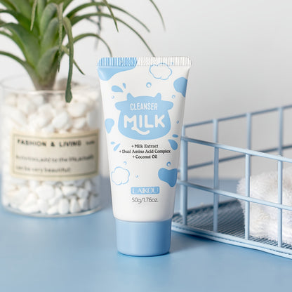 LAIKOU 5pcs Milk Skincare – Cleanser, Serum, Cream & Tools