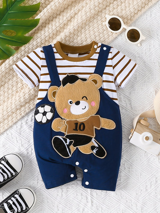 Newborn Boys' Onesie – Bear Football Embroidery