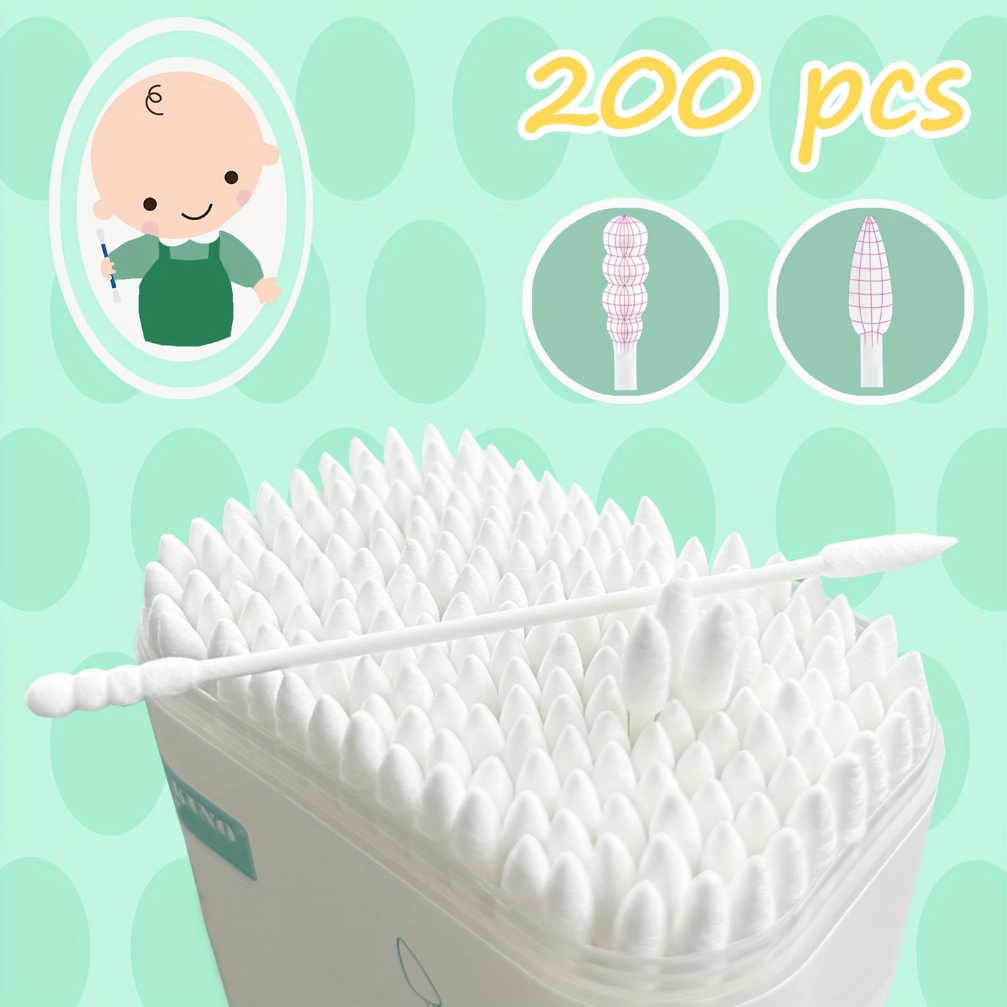 CHERRY PARK Swabs (200pcs) – Gentle, Safe Cleaning for Kids Ages 3–6