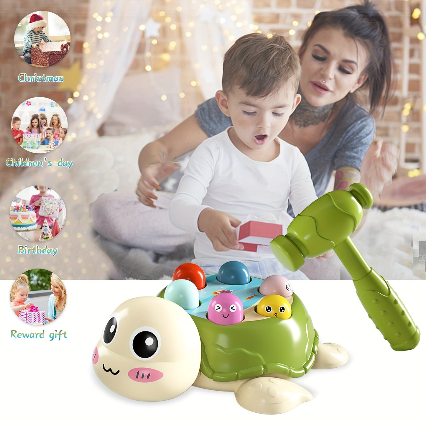 Interactive Turtle Hammer Game – 2-Player Educational Toy for Kids