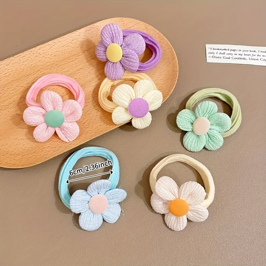 6–20pcs Flower Bow Hair Ties – Cute Elastic Bands for Girls & Women