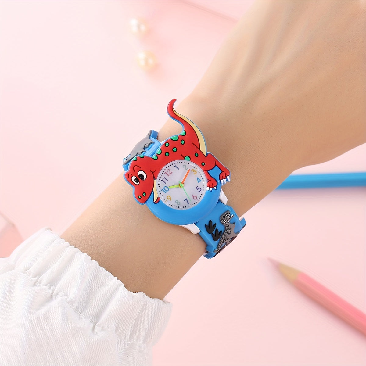 Cute Cartoon Dinosaur Tyrannosaurus Rex Silicone Strap Children's Watch, Ideal choice for Gifts
